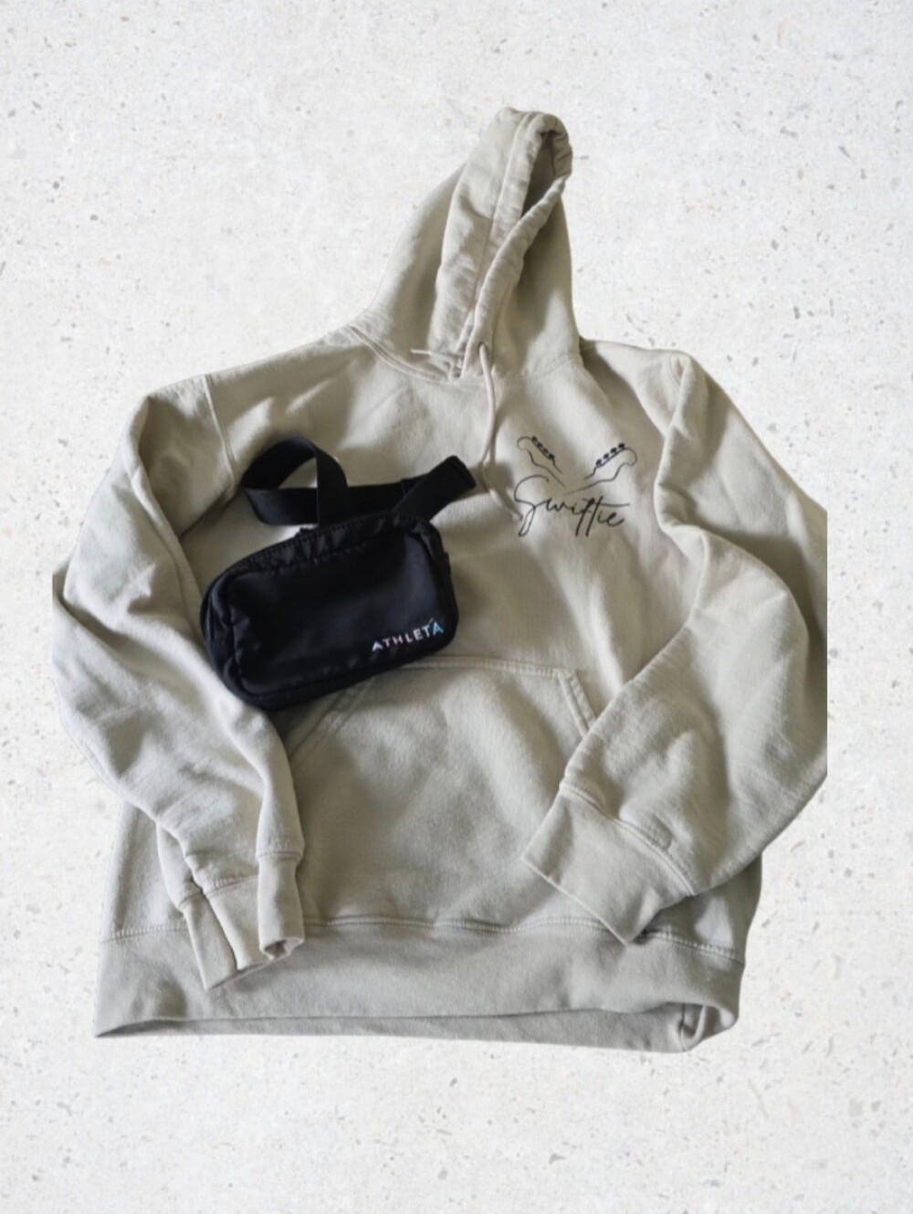 Taylor Swift Sweatshirt Size Medium Beige Swiftie With Black Athleta Waist Bag